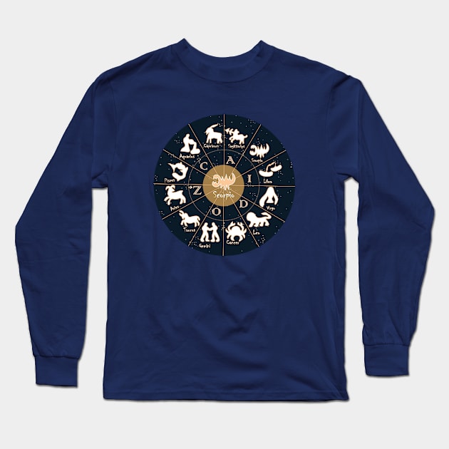 Scorpio, Zodiac, Astrology, Horoscope, Stars, Sun-and-moon. Birthday, Valentines-day, Holidays, Long Sleeve T-Shirt by PrintedDreams